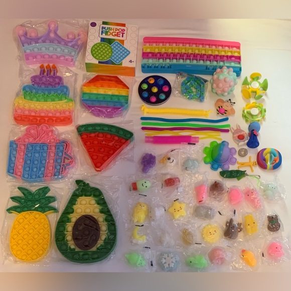 Other - 58 Pc - Assorted Kids Fidget Popit Sensory Toys Set Bundle